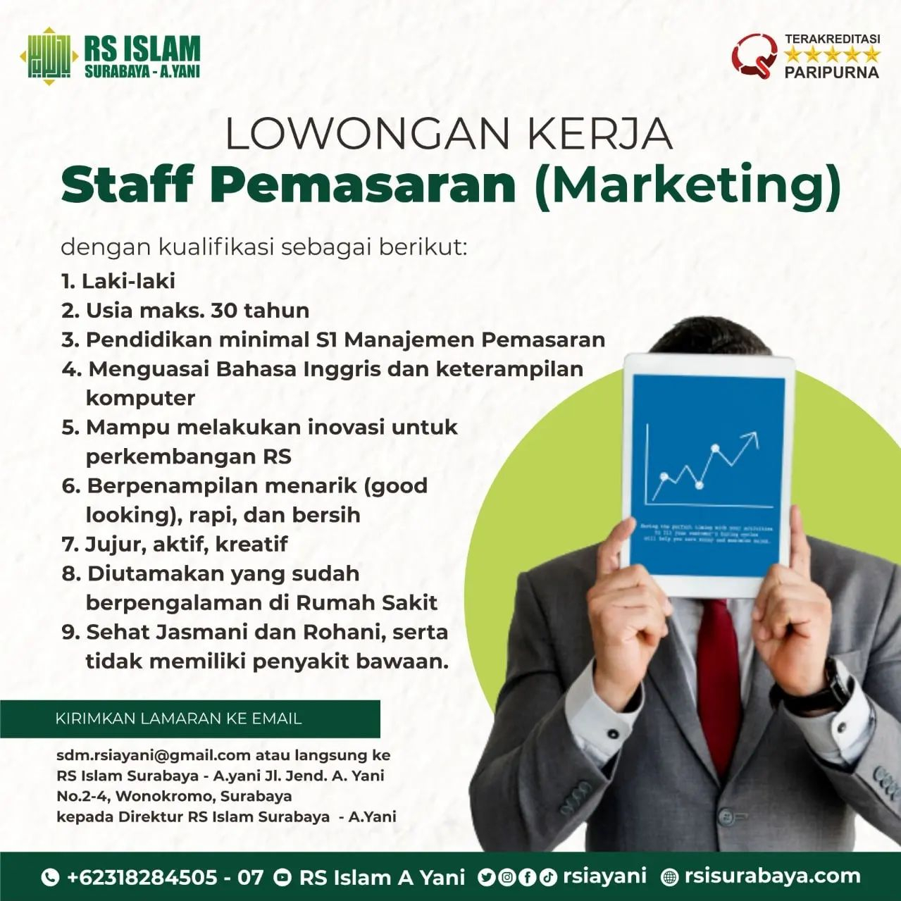 Lowongan Kerja Staff Pemasaran (Marketing) – Rs Islam Surabaya Pertaining To Lowongan Kerja Marketing